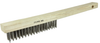 Vortec Pro Hand Wire Scratch Brush, .012 Stainless Steel Fill, Curved Handle, 4 x 19 Rows - 25202 - Weiler Abrasives