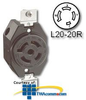 Leviton 20 Amp Flush Mount Locking Receptacle - Industrial.. -- L-2460 - Image