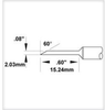 Metcal Smartheat Rework Cartridge SMTC-0169 - Hoof Tip - 0.6 in Tip Length - 0.08 in Tip Width - SMTC-0169 - R. S. Hughes Company, Inc.