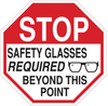 Brady B-555 Aluminum Octagon White Personal Protection Equipment (PPE) Sign - 24 in Width x 24 in Height - TEXT: SAFETY GLASSES REQUIRED BEYOND THIS POINT - 124544 - 754473-80926 - R. S. Hughes Company, Inc.