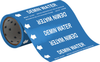 Brady B-946 White on Blue Vinyl Self-Adhesive Pipe Marker - 8 in Height - 30 ft Length - Printed Msg = DEMIN WATER with Left Arrow - 52673 - 754476-52673 - R. S. Hughes Company, Inc.