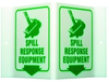 Brady Acrylic V Shape White Spill Response Equipment & Spill Station Sign - 9 in Width x 6 in Height - TEXT: SPILL RESPONSE EQUIPMENT - V1SR03A -- 754476-49392 - Image