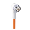 M12 F&B (Wash-Down) Sensor/Actuator Single-Ended Cordset: Female, angled, 4-pin, A-coded, white body, 230 V AC/DC, 4 A; TPE orange cable, 4-wires, 0.25 mm² - WRKWT 4-521 - Belden Inc.