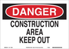 Brady B-563 High Density Polypropylene Rectangle White Construction Site Sign - 10 in Width x 7 in Height - TEXT: CONSTRUCTION AREA KEEP OUT - 116173 - 754473-18816 - R. S. Hughes Company, Inc.