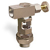 Inverted Angle Heavy Duty Sight Feed Valve, 3/8” Female NPT Inlet, 3/8” Female NPT Outlet, 1”-14 Remote Mounting Thread, Handwheel - B743-8 - Oil-Rite Corp.