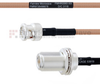 BNC Male to N Female Bulkhead MIL-DTL-17 Cable M17/128-RG400 Coax in 36 Inch - FMHR0060-36 - Fairview Microwave Inc.