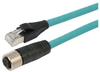 Category 5e M12 4 Position D code Double Shielded Industrial Cable, M12 F / RJ45, 1.0m -- T5A00014-1M