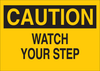 Brady B-401 Polystyrene Rectangle Yellow Fall Prevention Sign - 14 in Width x 10 in Height - TEXT: CAUTION WATCH YOUR STEP - 25611 - 754476-25611 - R. S. Hughes Company, Inc.