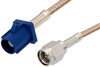 SMA Male to Blue FAKRA Plug Cable 12 Inch Length Using RG316 Coax - PE39343C-12 - Pasternack
