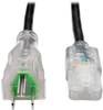 Hospital-Grade Power Cord, NEMA 5-15P to C13 - Green Dot, 13A, 125V, 16 AWG, 10 ft., Clear Plugs -- P006-010-HG13CL - Image