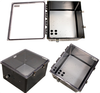 18x16x10 Polycarbonate Weatherproof Outdoor IP66 NEMA 4X Enclosure, Modified Base Drilled Mount Clear Lid Black - TEBWPC181610-01 - Transtector Systems, Inc.