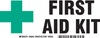 Brady B-555 Aluminum Rectangle White First Aid Sign - 10 in Width x 3.5 in Height - TEXT: FIRST AID KIT - 46842 - 754473-46842 - R. S. Hughes Company, Inc.