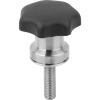 Male Grip Hand Wheel & Knob: 32.0 mm Diameter, M6 X 10 mm Threads, Thermoplastic -- KCFI-2445 - Image