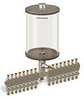 Clear View Multiple Feed Manual Lubricator, 1/2 gal Acrylic Reservoir, 16 Feeds, 1/4” OD Tube Outlets - B4463-064AB161W - Oil-Rite Corp.