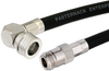 N Female to QN Male Right Angle Cable 48 Inch Length Using RG213 Coax - PE38495-48 - Pasternack