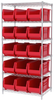 Akro-Mils Akrobin 2000 lb Adjustable Red Chrome Steel Open Adjustable Fixed Shelving System - 16 Bins - 2000 lb Total Capacity - AWS24360287 RED - AWS24360287 RED - R. S. Hughes Company, Inc.