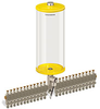 Yellow Color Key, Clear View Multiple Feed Electro Lubricator, 1 gal Acrylic Reservoir, 24 Feeds, 1/4” OD Tube Outlets, 24VDC - B5162-128AB24024D1YW - Oil-Rite Corp.