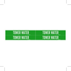 Brady B-946 White on Green Vinyl Self-Adhesive Pipe Marker - 1 1/8 in Height - 3/4 in Character Height - 7 in Length - Printed Msg = TOWER WATER - 7285-4 - 754476-79344 - R. S. Hughes Company, Inc.