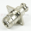 4 Hole Flange N Female (Jack) to BNC Male (plug) Adapter, Nickel Plated Brass Body, 1.2 VSWR -- SM3517 - Image