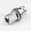 Bulkhead N Female (Jack) to N Female (Jack) Adapter, Tri-Metal Plated Brass Body, 1.2 VSWR - SM4411 - Fairview Microwave Inc.