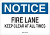 Brady B-302 Polyester Rectangle White Parking Restriction, Permission & Information Sign - 14 in Width x 10 in Height - Laminated - TEXT: NOTICE FIRE LANE KEEP CLEAR AT ALL TIMES - 85206 - 754476-85206 - R. S. Hughes Company, Inc.