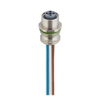 M12 Power Receptacle Connector: Female, front mount (positionable), 4-pin, T-coded, silver housing, 50 V AC / 60 V DC, 16 A - RKP6U 4T-033 - Belden Inc.
