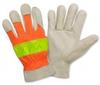 High Visibility Leather Gloves (1 Dozen) -- F8821 - Image
