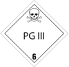 Brady B-120 Fiberglass Reinforced Polyester Square White Truck Placards Sign - 10 3/4 in Width x 10 3/4 in Height - TEXT: PG III 6 - 60427 - 754476-60427 - R. S. Hughes Company, Inc.