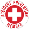 Brady B-946 Red on White Circle Vinyl Hard Hat Label - Printed Text = ACCIDENT PREVENTION MEMBER - 49574 - 754476-49574 - R. S. Hughes Company, Inc.