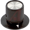 Knob; ABS; Round with Arrow on Dial; Black; 1/4 in.; 0.700 in.; Gloss - 70206982 - Allied Electronics, Inc.