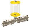 Yellow Color Key, Clear View Multiple Feed Manual Lubricator, 1/2 gal Pyrex Reservoir, 20 Feeds, 1/8