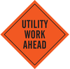 TrafFix Devices Inc Mesh Diamond Orange Road Construction Sign - 48 in Width x 48 in Height - TEXT: UTILITY WORK AHEAD - 57033 - 754476-57033 - R. S. Hughes Company, Inc.