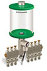 Green Color Key, Clear View Multiple Feed Electro Lubricator, 1 qt Acrylic Reservoir, 7 Feeds, 1/4” OD Tube Outlets, 24VDC - B5162-032AB07024D1GW - Oil-Rite Corp.