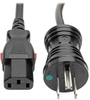 Hospital-Grade Power Cord, NEMA 5-15P to Locking IEC C13 - Green Dot, 10A, 125V, 18 AWG, 10 ft., Black -- P006-L10-HG10 - Image