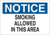 Brady B-120 Fiberglass Reinforced Polyester Rectangle White Smoking Permitted Sign - 14 in Width x 10 in Height - TEXT: NOTICE SMOKING ALLOWED IN THIS AREA - 72329 - 754476-72329 - R. S. Hughes Company, Inc.