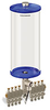 Blue Color Key, Clear View Multiple Feed Electro Lubricator, 1 gal Acrylic Reservoir, 8 Feeds, 1/4” OD Tube Outlets, 24VDC - B5162-128AB08024D1BW - Oil-Rite Corp.
