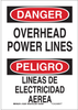 Brady B-555 Aluminum Rectangle White Overhead Power Lines Sign - 10 in Width x 14 in Height - Language English / Spanish - 125298 - 754473-72929 - R. S. Hughes Company, Inc.
