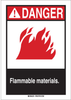 Brady B-401 Polystyrene Rectangle White Chemical, Biohazard, Hazardous & Flammable Material Sign - 7 in Width x 10 in Height - TEXT: DANGER FLAMMABLE MATERIALS - 45087 -- 754476-45087