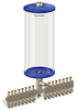 Blue Color Key, Clear View Multiple Feed Manual Lubricator, 1 gal Acrylic Reservoir, 16 Feeds, 1/8