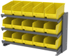 Akro-Mils 250 lb Green Gray Powder Coated Steel 16 ga Fixed Rack - 36 3/4 in Overall Length - 15 Bins - Bins Included - APRBENCH090 GREEN - APRBENCH090 GREEN - R. S. Hughes Company, Inc.