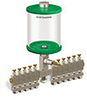 Green Color Key, Clear View Multiple Feed Manual Lubricator, 1 qt Pyrex Reservoir, 11 Feeds, 1/8