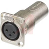 Adapter 3 pole female receptacle to male cable connector, feedthough XLR, panel - 70088422 - Allied Electronics, Inc.
