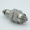 E-Beam Octal Feedthrough, 1000 Volts, 8 Pins, 1″ Baseplate Bolt, with Air and Vacuum Side Connectors - A3533-1-BP - MPF Products, INC.