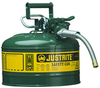 Justrite Accuflow Green Steel 2 1/2 gal Safety Can - 12 in Height - 11 3/4 in Overall Diameter - 697841-14065 - 697841-14065 - R. S. Hughes Company, Inc.