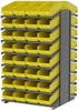 Akro-Mils 1800 lb Yellow Gray Powder Coated Steel 16 ga Double Sided Fixed Rack - 36 3/4 in Overall Length - 64 Bins - Bins Included - APRD18088 YELLOW - APRD18088 YELLOW - R. S. Hughes Company, Inc.
