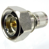 7/16 DIN Male (Plug) to SC Male (Plug) Adapter, Nickel Plated Brass Body, High Temp, 1.3 VSWR -- SM4649 - Image