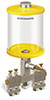 Yellow Color Key, Clear View Multiple Feed Manual Lubricator, 1 qt Acrylic Reservoir, 4 Feeds, 1/8