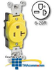 Leviton 20 AMP 250V Single Receptacle Smooth Face Yellow.. -- 5461-CR - Image