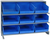 Sloped Bench Rack, 3Shelves, 9Bins, Blue; Shelving Unit Type Quantum Storage - 44AC6458 - Newark, An Avnet Company