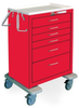 6 Drawer Tall Steel Crash Cart -- UTRLU-433369-RED
